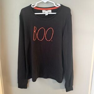 Rae Dunn Black Long Sleeve Tee with Red 'BOO'
